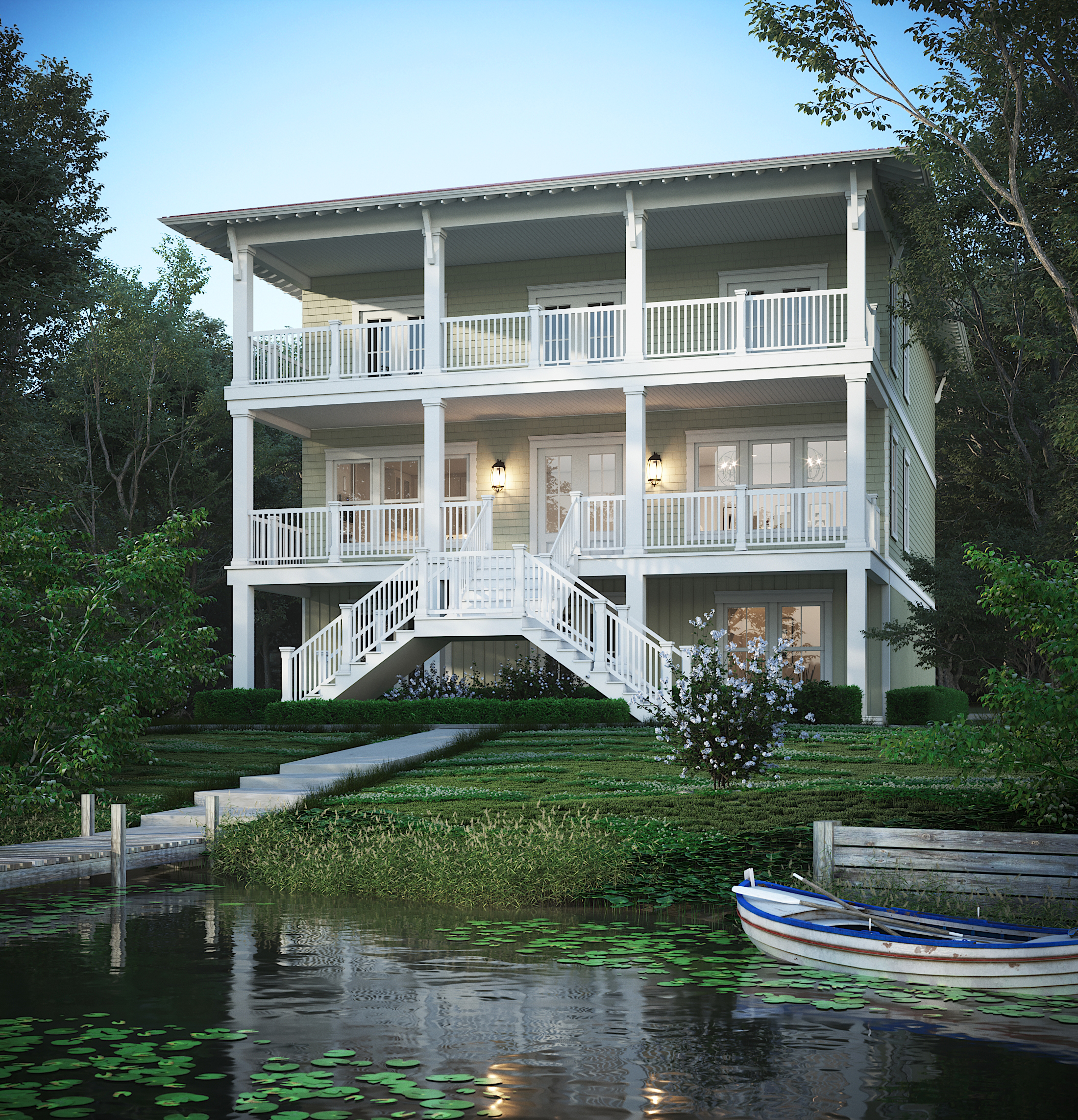CGI Exterior Perspective - Lakehouse at Dusk