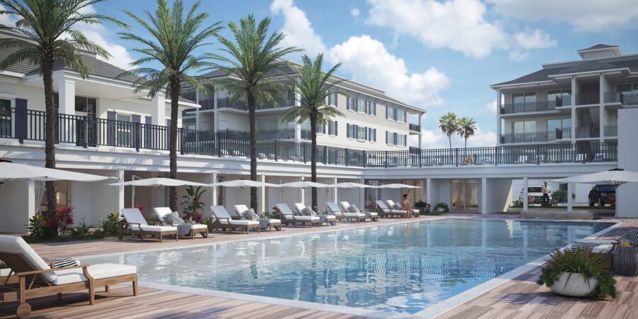 Luxury Condo Pool and Cabanas Rendering