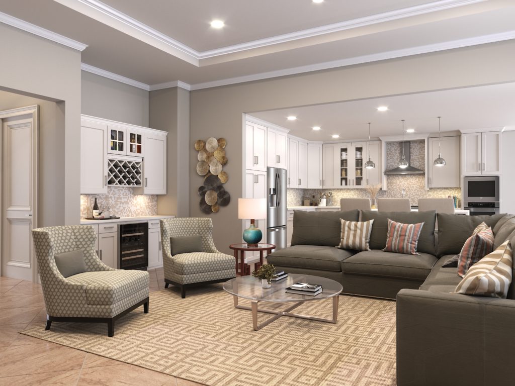 LIVING ROOM KITCHEN RENDERING - Artistic Visions