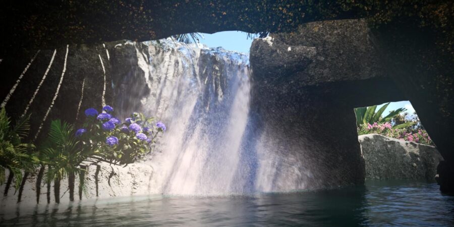 3D Exterior Waterfall Rendering